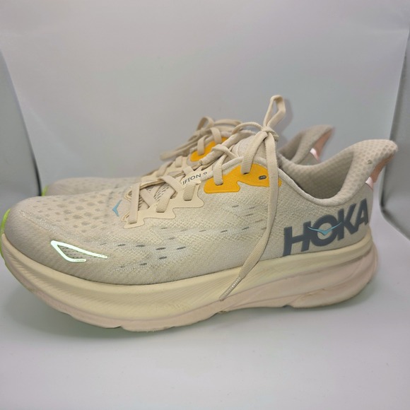 Hoka Shoes - Hoka Clifton 9 Women's Running Shoes Cream Yellow Road Runner Sneakers
